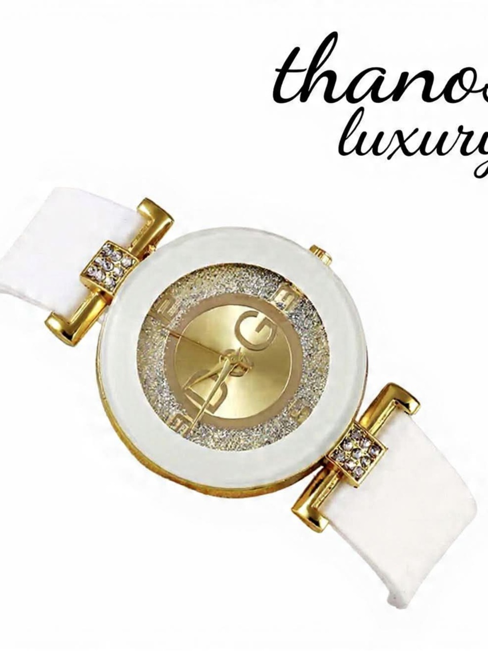 SELINA White  and Gold Glitter D&G Dial Women's Watch NWOT